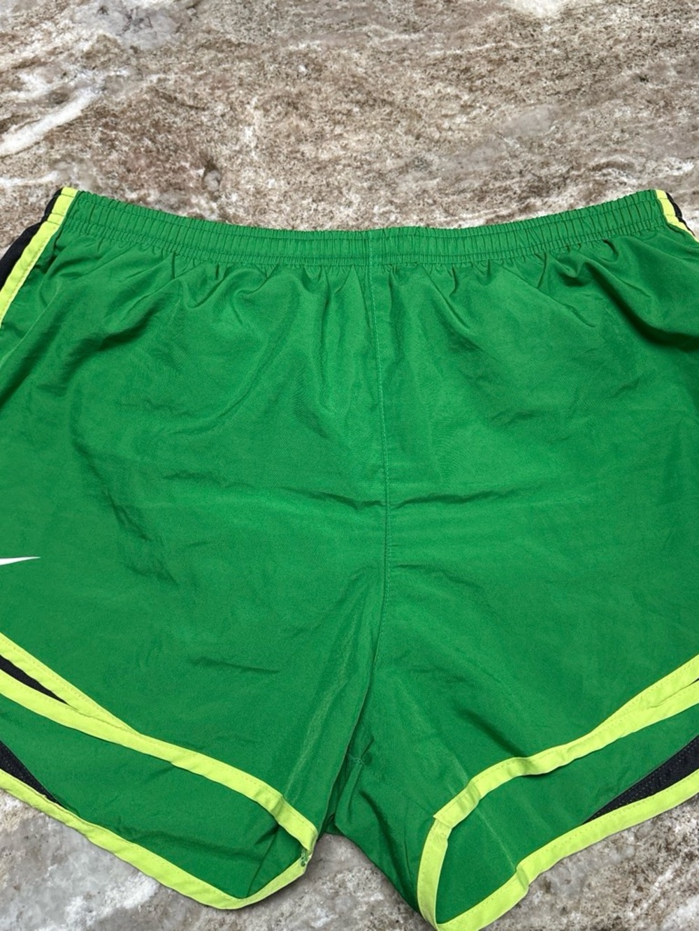 Women’s Green Athletic Shorts with Lime Trim